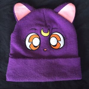Purple Luna Sailor Moon beanie hat